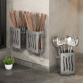 1-Piece Kitchen Utensil Rack-Multifunctional Draining Chopstick Holder,Wall-Mounted Or Freestanding Cutlery Storage Box, Plastic. 