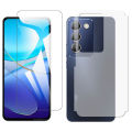 Vivo Y100 Glass Protector Polish Screen Tempered + Back Protector Carbon Fiber Matte Soft Skin Sheet For Vivo Y100. 