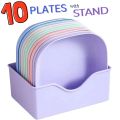 10 Plates with Stand Multi-function Spit Bone Dish Household Food Grade Plastic Spit Bone Dish Round Square Set Dining Table Garbage Plate. 