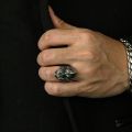 Squid Game BOSS Spartan Mask Skull Vintage Titanium Steel Men Punk Fashion Jewelry Finger Rings Cincin. 