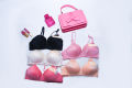 Pack of 1 imported double padded bra for womens new sexy pushup style brazzer- self print in half cup -bridal bra-soft and comfy adjustable straps 3 hooks in back size 32-44 multicolor. 