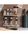 Premium 2-Tier Gold Vanity Tray - Cosmetic Storage Rack for Bathroom Countertop & Dresser Vanity | Makeup Brush Holder & Organizer for Kitchen. 