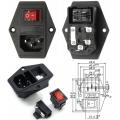 MSK AC 110-220V Power Socket + Fuse Holder + Rocker Switch. 