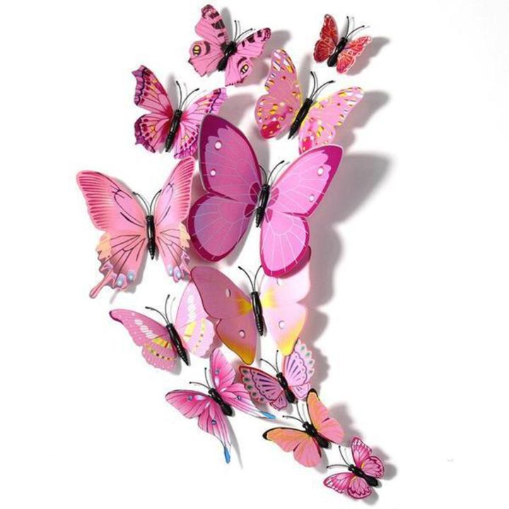 12 Pcs 3D Butterfly sangal lear Wall Stickers PVC Children Room Decal Home Decoration Decor