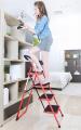 4 Steps Folding Ladder - Red. 