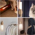 USB Rechargeable Wall Light Wood Indoors with Motion Detector Induction, Rechargeable Battery LED Wall Lamp Warm White Magnetic Bedside Lamp for Living Room Bedroom Staircase Hallway. 