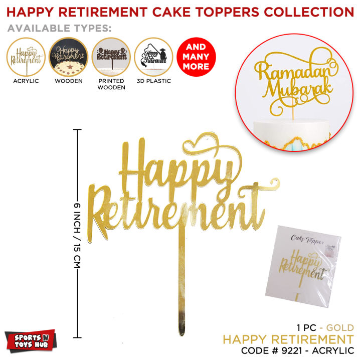 Happy Retirement Cake Topper Collection, Multicolour, Acrylic & Wooden Cake Toppers For Retiree, Congrat Retirment Celebration Cake Decoration Item, Gifts, Parties Supplies Decor Cupcake & Cake Toppers, Retiremeent Party Cake Topper Events, Man & Women