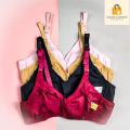 Ladies Under Garments Pack of 4 Women Ladies Girls Classy Multi colour Cotton Printed Stylish Bra Brief Blouse Brazier Brassier Undergarments Pure Cotton Brazzers for Girls/Women.. 