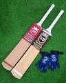 Original Coconut Wood Cricket Bat for Tape Ball – Strong Grip & High Performance - JD TM Edition - With Free Pair of Gloves. 