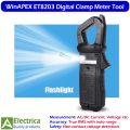 WinAPEX ET8203 Professional Clamp Meter – AC/DC Voltage, Current & Resistance Tester with Auto Range, True RMS & Backlit LCD by Electrica. 