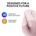 Logitech Lift Vertical Ergonomic Wireless Mouse Rose. 