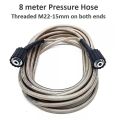 8 meter M22-15mm Pressure Hose for Pressure Washers - Both ends Threaded - for some Hyundai, Ideal, Dera, Maximos, Revolt, Total, Ingco, Other Induction Motor models etc.. 