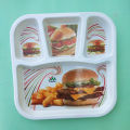 Pack Of 1 & 2 Divided Food Surving Melamine Tray With Beautiful Design Prints - Size 10 x 10 Inches. 