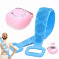 2 pcs Combo Silicone Body Massage Bath Brush with Soap Dispenser and Silicon Body Back Scrubber & Massager for Deep Cleaning, Exfoliating& Massaging Hair Scalp & Body (Multicolor). 