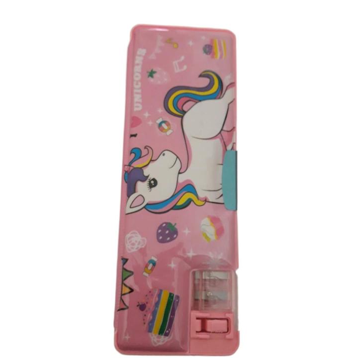 Pink Color Pencil Box Unicorn Pink Color Pencil Box with Sharpener for Kids | Daraz.pk