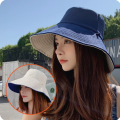 Summer Double-sided Bucket Hats Versatile Style Fashion Big Brim Foldable Solid Color Sun Hat Women Outdoor Beach Visor UV Protection Caps Fisherman Cap For Travel 1Pcs. 