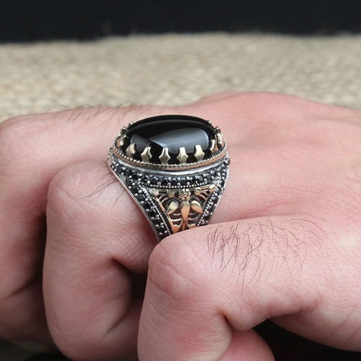 Best%20Quality%20Turk%C4%B1sh%20Men%20Sterling%20Black%20Stone%20Silver%20Ring%C2%A0For%C2%A0Men%20-%20Image%207