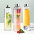 Glass Water Bottle Hydrate in style with the 1000ml Borosilicate with cover. 