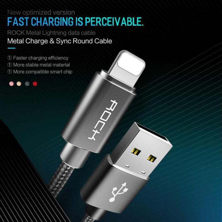ROCK USB Cable for iPhone Fast Charging Cable Lighting Cable 1.8 Meter