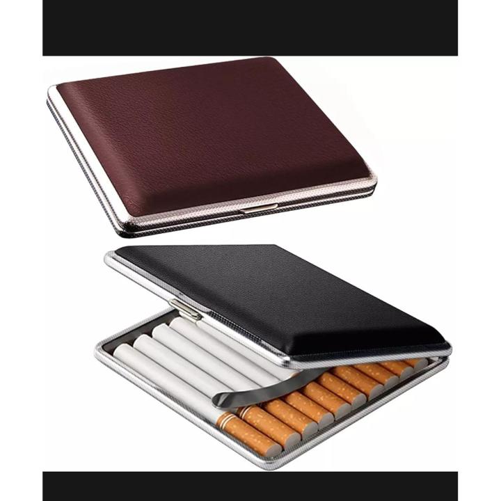 cigarette case daraz New Design Leather box 20 Pcs-Metal Leather Holds Cigarette Box High Quality Box Shape lighter Cigarette Case Buy Online at