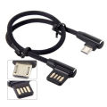 15Cm Micro- Usb 5Pin Right Angle To Left Right Angle 90 Degree Usb 2.0 Dual Elbow Data Charging Cable for Tablet & Phone V8. 