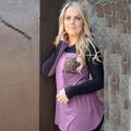 Women  Casual Long Sleeve Patchwork Color Block Sequins O Neck Tops Blouse CC184. 