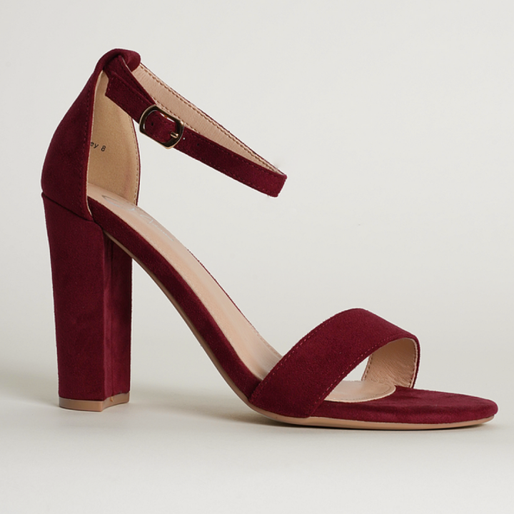 Women Fashion Luxurious Maroon Suede Leather Block Heels Stylish & Comfortable