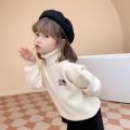 Kids' Sweater Girls' Western Style2021New Bottoming Velvet Thickened Autumn and Winter Turtleneck Girls Older Children Knitted Sweater. 