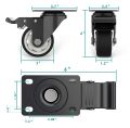 3 inch Swivel Caster Wheels,Rubber Base with Safety Brake & Top Plate & Bearing Heavy Duty, Total Capacity 1000lbs (Pack of 4). 