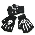 Winter Punk Skeleton Skull Half Finger Adult Kids Luminous Warm Gloves. 