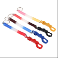 Elastic Spring Keychain with Ring and Hook  Multi-Shaded. 