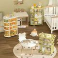 Freestanding Toy Organizer Cart With 3 Tier Foldable Storage Cabinet. 