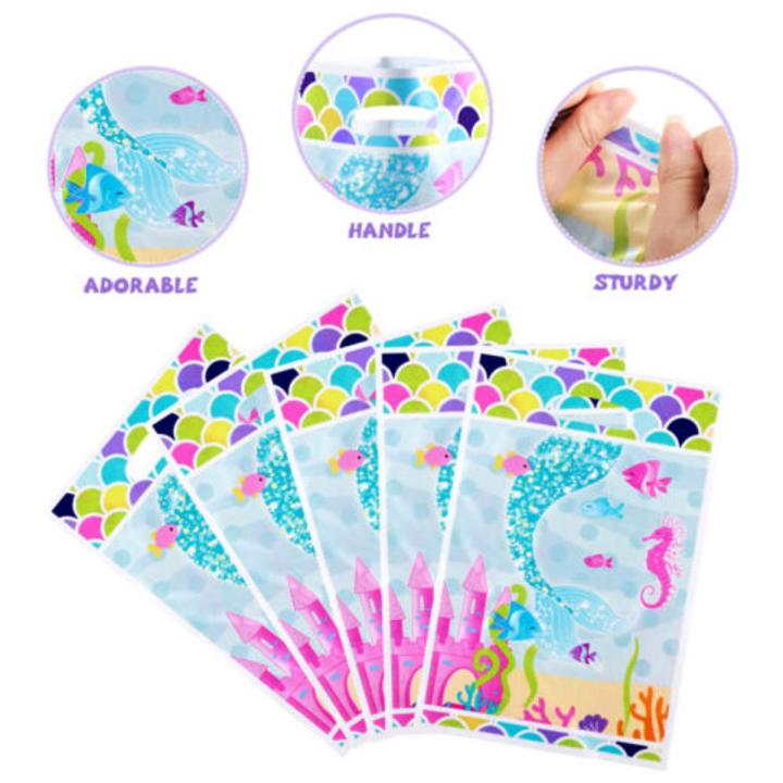 MERMAID THEME GOODY BAGS ( PACK OF 10 MERMAID PARTY FAVORS GOODY BAGS )