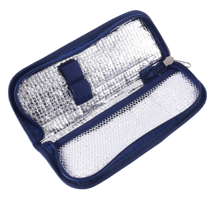 Portable Insulin Cooler Bag Diabetic Foil Ice Bag (Navy Blue)