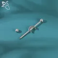 ZS 1 PC Bat Snake Shape Stainless Steel Long Industrial Piercing For Women Men 14g CZ Crystal Ear Helix Piercings Jewelry 38MM. 