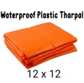 Heavy Duty Waterproof Tarpaulin Sheet | Tirpal for All-Weather Protection | Durable & Tear-Resistant Cover | Multipurpose Use - Camping, Outdoor, Orange. 