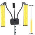 Professional Grade Flexible Double Arms LED Fill Light - Bi-color Dimmable Beauty Video Lights with 3200K-4500K-5600K, 3 Lighting Modes, 45W Power, and Phone Holder for Portrait Photography, Live Streaming, Vlogging, and Makeup. 