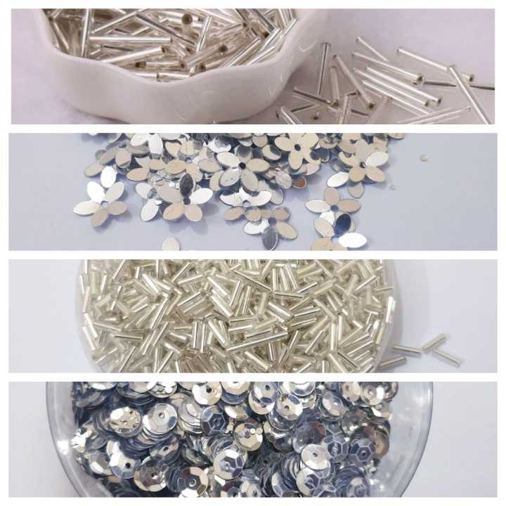 Pack Of 4 Tola (Tola Each) Beads & Sequins Beautiful Loose Sequins DIY Crafts Silver