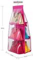6 Pockets Hanging Handbag Closet Organizer,Purse Storage,Space Saver. 