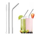Pack of 4 Stainless Steel Straws + Straw Cleaning Brush | Metal Straw for Drinking Juice | Eco Friendly & Reusable. 