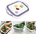Multifunction Chopping Boards, Collapsible Dish Tub Portable Washing Basin Bowl Draining Basket Space Saving Hamper Foldable Storage Container for Kitchen and Camping. 