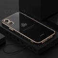 LECOMES for OPPO A17 Back Cover with Free Lanyard Luxury 6D Plating Square Stylish Maple Leaf Design Girls Phone Case Soft Silicone Mobile Cases for Boys. 