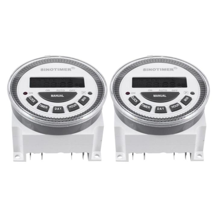 2X SINOTIMER Tm-619H-2 230Vac 7 Days Weekly Programmable Digital Timer Lighting Switch Output 220V Voltage