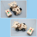 DIY Mini Solar Wireless Remote Control Car Toy Science Educational Toy Assembly RC Toys Wooden Car Vehicle Model For Kids. 