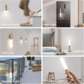 USB Rechargeable Wall Light Wood Indoors with Motion Detector Induction, Rechargeable Battery LED Wall Lamp Warm White Magnetic Bedside Lamp for Living Room Bedroom Staircase Hallway. 