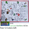 Kids Colouring Mat Sheet, Reusable Coloring Sheet With 12 Crayon Colors Gift Pack, Reusable Children Drawing roll Sheet 30x 24 inches.. 