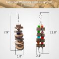 Bird Wood Chew Toy，2-Pcs Parrot Hanging Wooden Blocks Cage Grinding Bead Toy for Budgies Parakeet Cockatiel Conure Lovebirds.. 