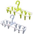 Sdoveb Foldable Clip and Drip Hanger, Clothes Hanging Drying Rack Sock Hanger Underwear Hanger with 12 Clips, Hanger for Towels, Bras, Baby Clothes, Laundry Hanging Air Dryer. 