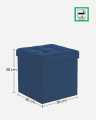 Blue Storage Ottoman, Padded Foldable Bench, Chest with Lid, 40L Capacity,Fabric Storage Box & Sofa with Cloth Organizer Cubes Organizer with  Holds up to 300 Kg For Bedroom, Hallway, Living Room, Dark Grey. 