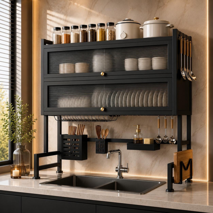 Luxury Over Sink Dish Rack 1 Layer & 2 Layer | Premium Carbon Steel ...